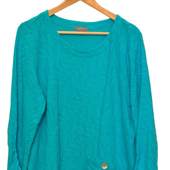 Habitat Size Large Turquoise Textured Single Pocket Tunic Blouse - Picture 2 of 8